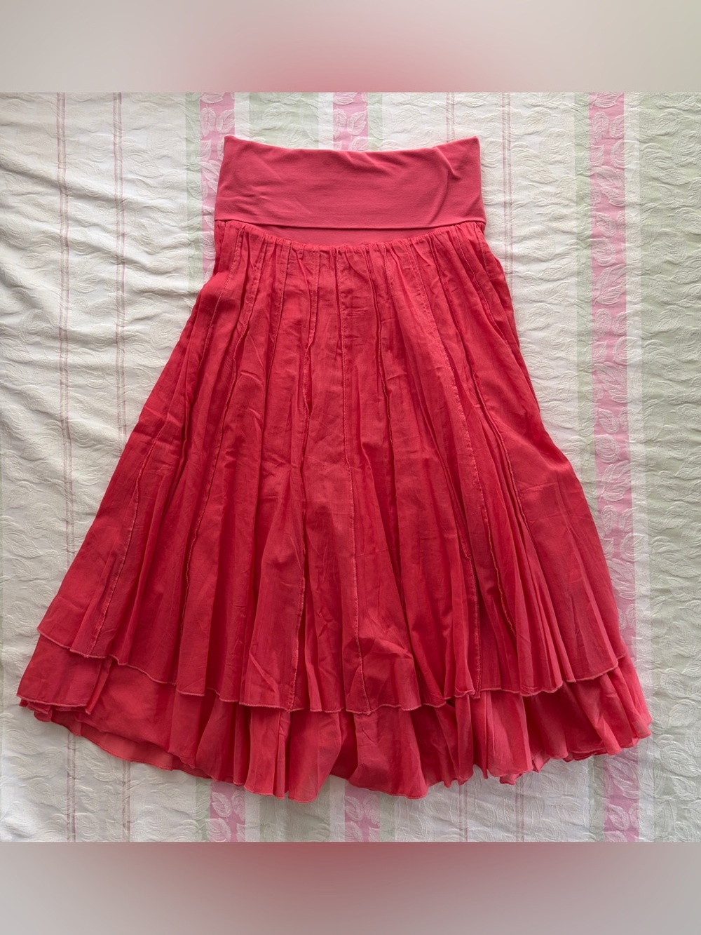 Anthropologie Lapis Coral Pink strapless dress midi skirt
